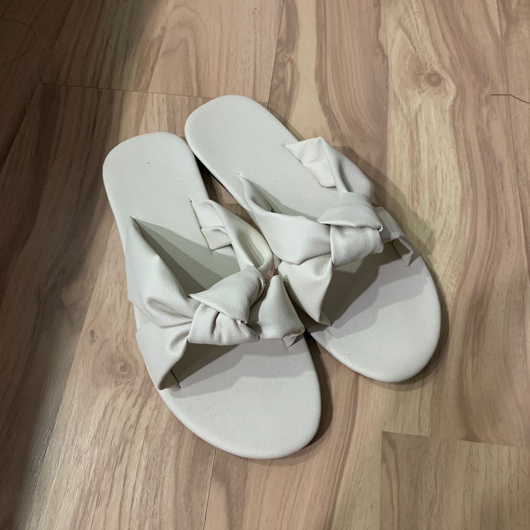 white ribbon sandals