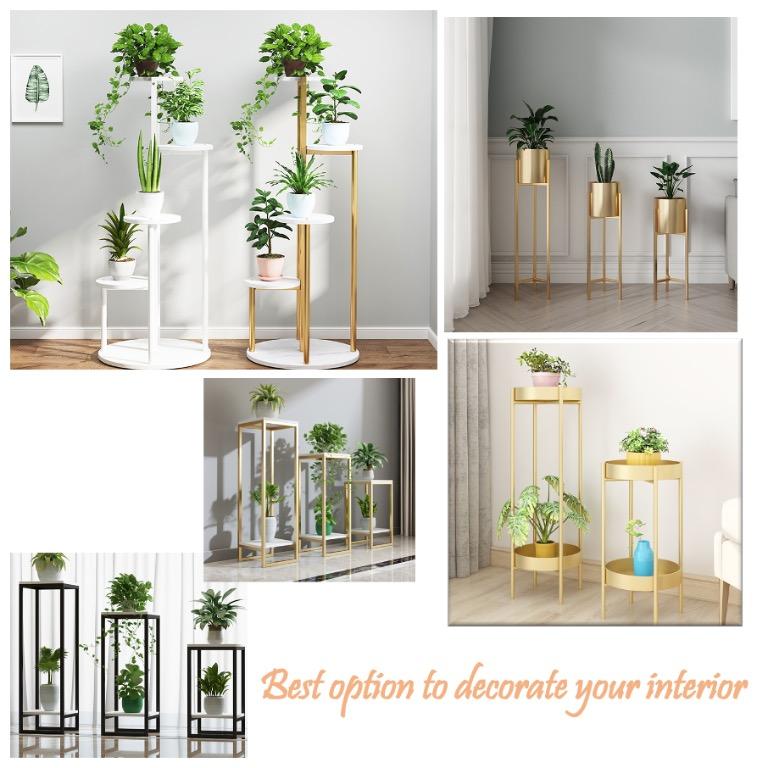 Wrought Iron Flower Pot Rack Plant Pot Stand Furniture Home