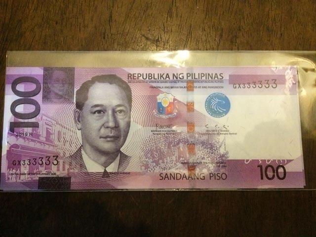 100 piso NGC Duterte-Diokno Fancy Solid Serial GX333333 (Category: Currency) located in Quezon City. Submitted by thetaneleertivan (Listing ID 1023230353, Image 1). Description: UNC #sideline2 Mode of payment: Meet up, BDO/BPI Bank deposit, COD (lalamove/grab) Meet-up/Shipping: Welcome Rotonda Ayala Cloverleaf Balintawak- anytime possible 7/11 A. Bonifacio-Mauban- anytime possible Puregold Kanlaon- anytime possible Shipping+165 minimum* (may chan