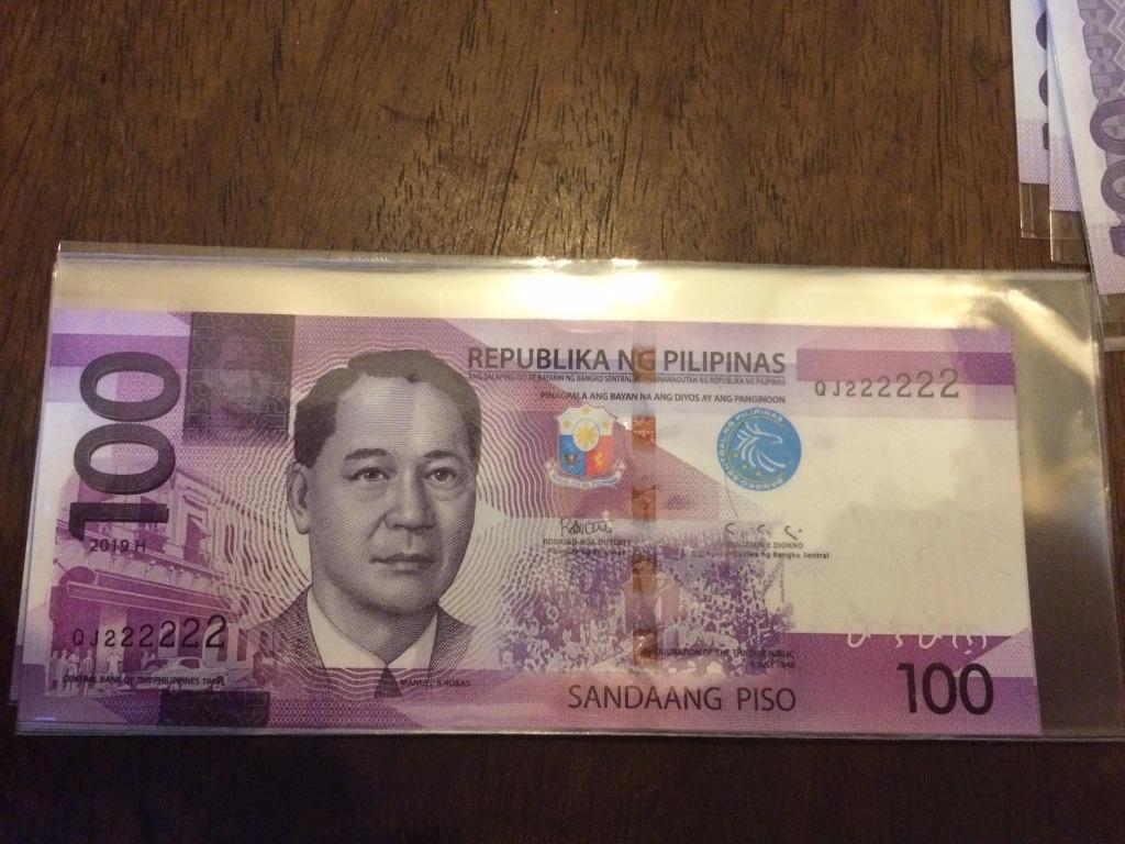 100 piso NGC Duterte-Diokno Fancy Solid Serial QJ222222 (Category: Currency) located in Quezon City. Submitted by thetaneleertivan (Listing ID 1023231969, Image 1). Description: UNC #sideline2 Mode of payment: Meet up, BDO/BPI Bank deposit, COD (lalamove/grab) Meet-up/Shipping: Welcome Rotonda Ayala Cloverleaf Balintawak- anytime possible 7/11 A. Bonifacio-Mauban- anytime possible Puregold Kanlaon- anytime possible Shipping+165 minimum* (may chan