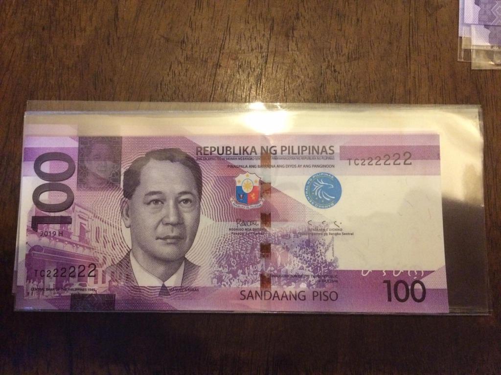 100 piso NGC Duterte-Diokno Fancy Solid Serial TC222222 (Category: Currency) located in Quezon City. Submitted by thetaneleertivan (Listing ID 1023232855, Image 1). Description: UNC #sideline2 Mode of payment: Meet up, BDO/BPI Bank deposit, COD (lalamove/grab) Meet-up/Shipping: Welcome Rotonda Ayala Cloverleaf Balintawak- anytime possible 7/11 A. Bonifacio-Mauban- anytime possible Puregold Kanlaon- anytime possible Shipping+165 minimum* (may chan