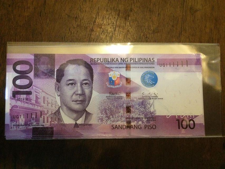 100 piso NGC Duterte-Diokno Fancy Solid Serial UG111111 (Category: Currency) located in Quezon City. Submitted by thetaneleertivan (Listing ID 1023236450, Image 1). Description: UNC #sideline2 Mode of payment: Meet up, BDO/BPI Bank deposit, COD (lalamove/grab) Meet-up/Shipping: Welcome Rotonda Ayala Cloverleaf Balintawak- anytime possible 7/11 A. Bonifacio-Mauban- anytime possible Puregold Kanlaon- anytime possible Shipping+165 minimum* (may chan