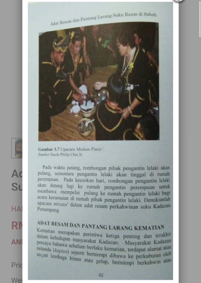 Adat Resam Dan Pantang Larang Suku Kaum Di Sabah Books Stationery Books On Carousell