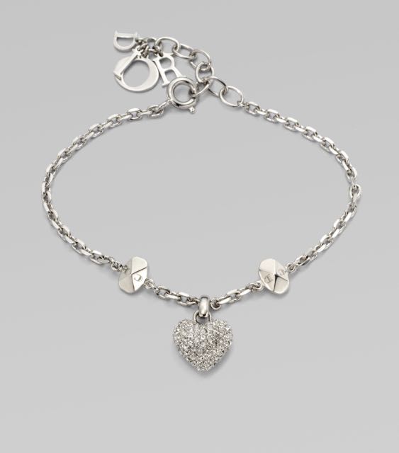 Authentic Christian Dior Pave Pop Heart Bracelet Luxury