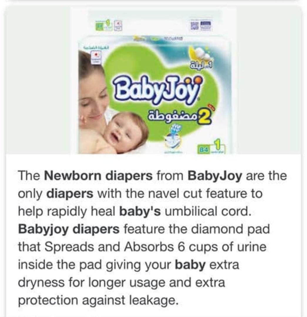 Baby joy diaper Newborn (Category: Diapers & Baby Wipes) located in Caloocan City. Submitted by yamzayn (Listing ID 1023174701, Image 1). Description: Baby Joy new born 44 pcs may 2 packs po ako ibigay ko 650 pag kunin ung 2 packs..