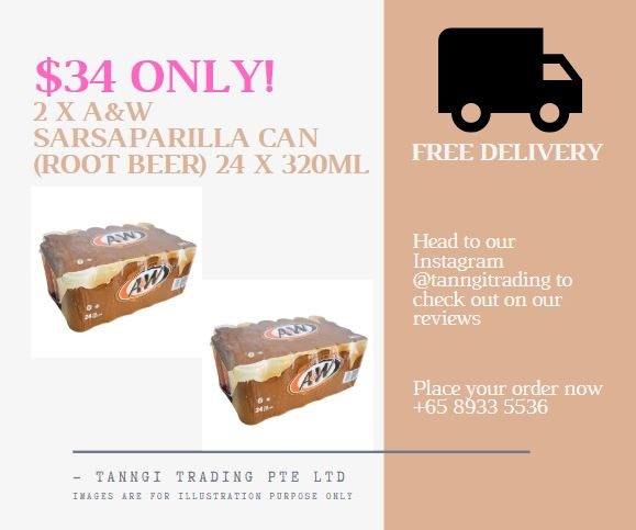 BE0047) A&W SARSAPARILLA CAN (ROOT BEER) 48 X 320ML, Food & Drinks,  Beverages on Carousell