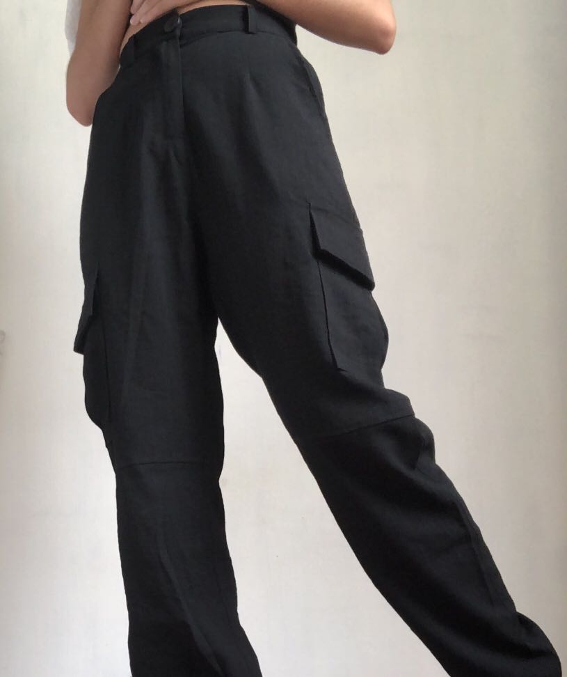 black high waisted utility pants