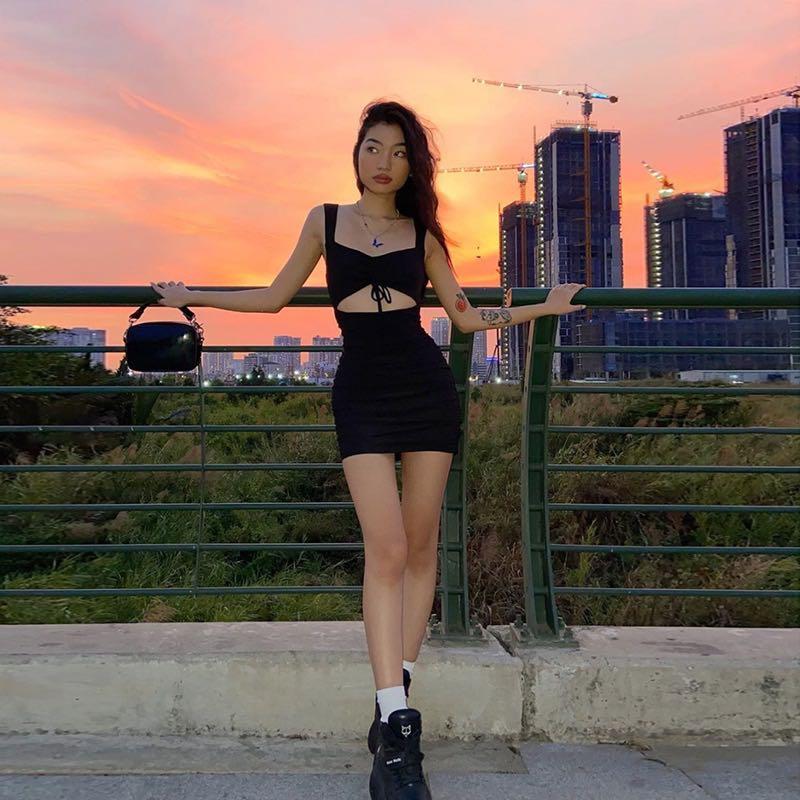 black dress with middle cut out