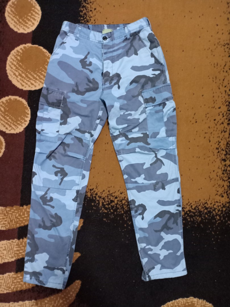 cargo pants blue camo