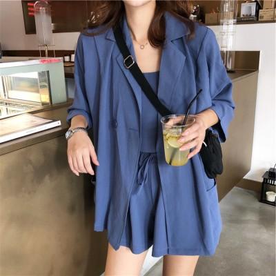 Blue Western Style Shorts Pants With Blazer Women S Fashion Clothes Others On Carousell
