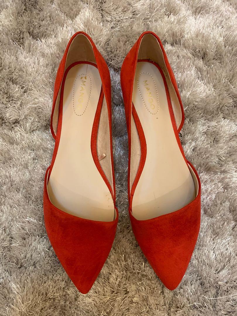 Pointed toe red flats, Women's Fashion 