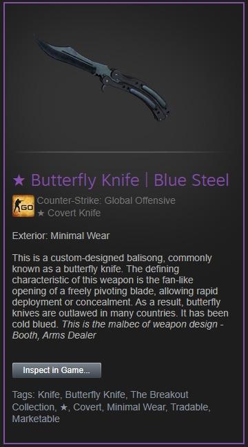Butterfly Blue Steel Mw Toys Games Video Gaming In Game Products On Carousell