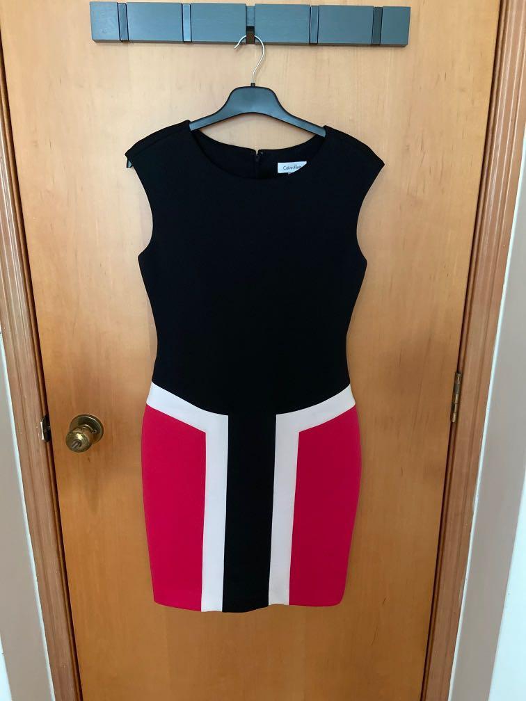 Calvin klein pink and black dress clearance