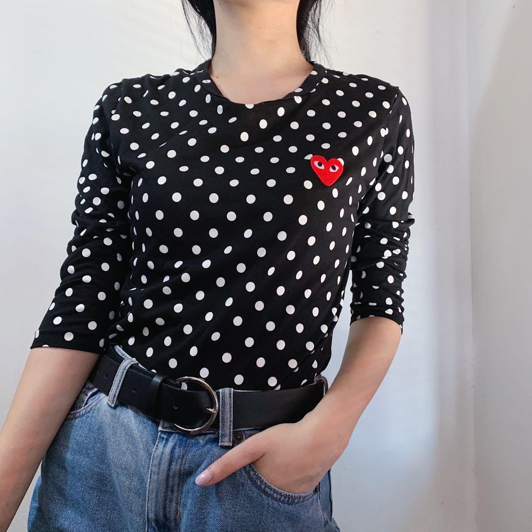 Comme des garcons play long sleeve polka dot tee outlet