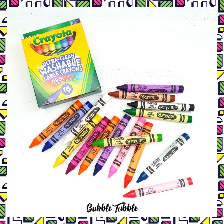 Crayola WASHABLE Crayons + Markers Set 10pcs Fat Tip Markers + 16pcs
