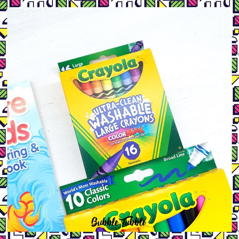 Crayola WASHABLE Crayons + Markers Set 10pcs Fat Tip Markers + 16pcs