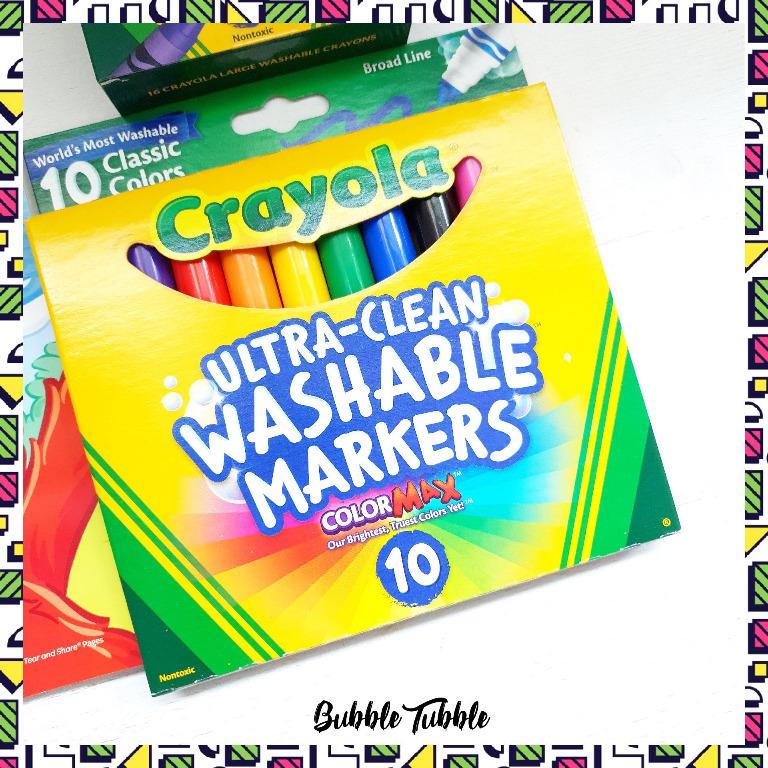 Crayola WASHABLE Crayons + Markers Set 10pcs Fat Tip Markers + 16pcs