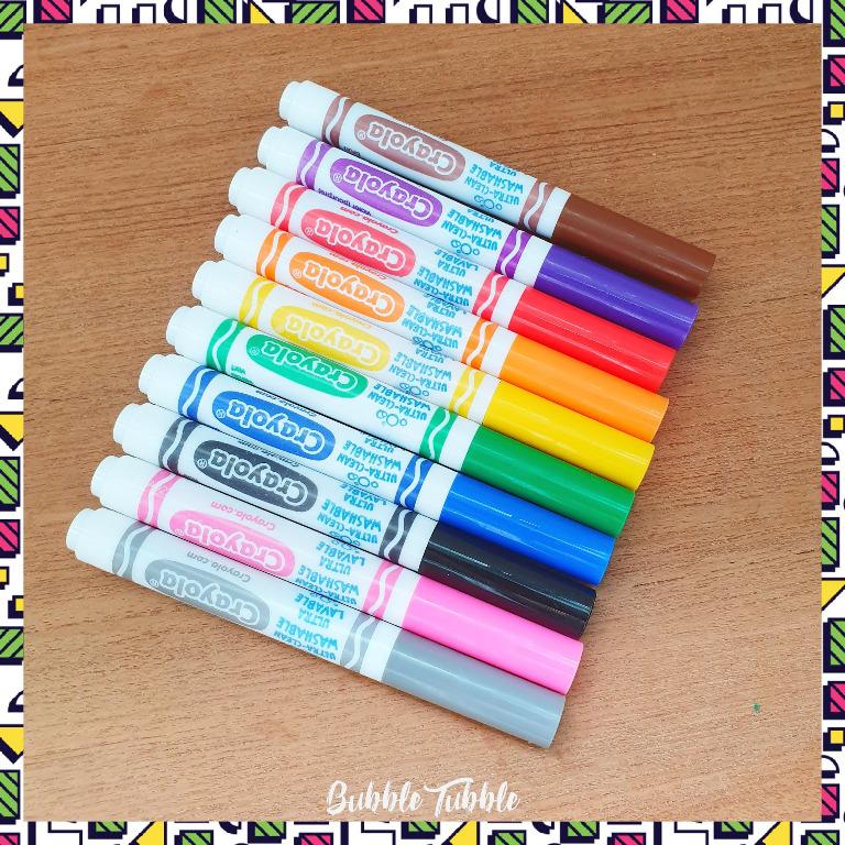 Crayola WASHABLE Crayons + Markers Set 10pcs Fat Tip Markers + 16pcs