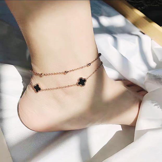 Four leaf top clover anklet