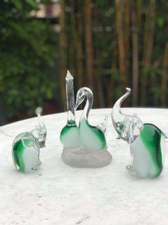Swan and elephant animal green decoration for living room