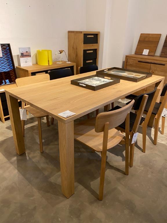 Ethnicraft Oak Apron dining table 180cm, Furniture & Home Living