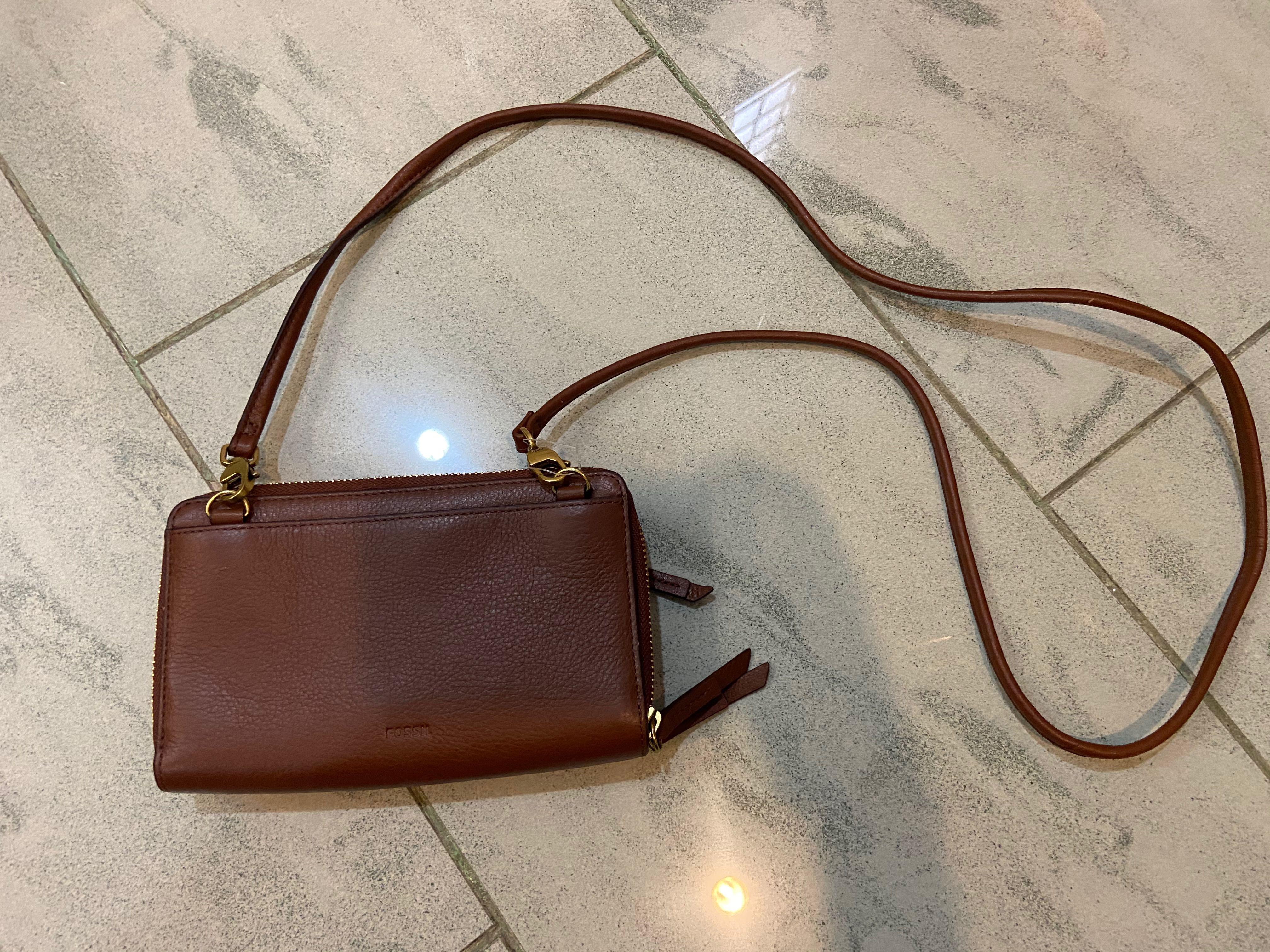 Fossil leather sling hotsell bag