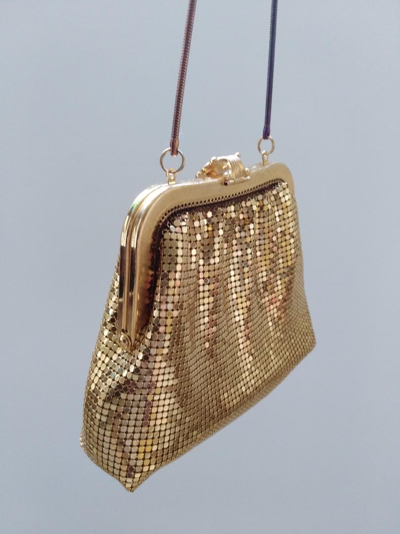 Gold top mesh clutch
