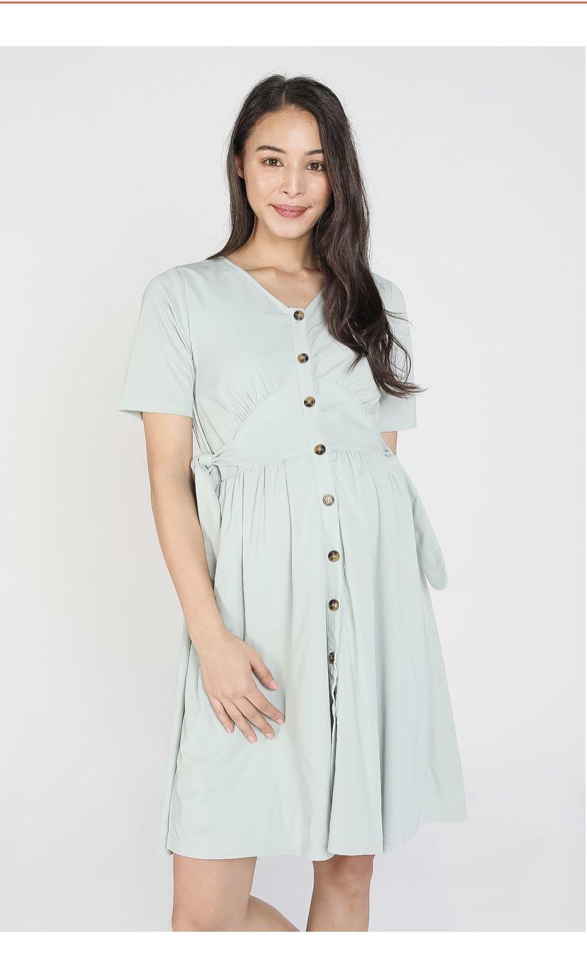Gracie Side Ribbon Maternity Nursing Dress In Mint Women S Fashion Clothes Dresses Skirts On Carousell Beautiful maternity dresses, designed with you in mind. gracie side ribbon maternity nursing