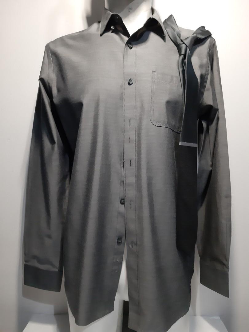 Grey Long Sleeve Polo with Tie