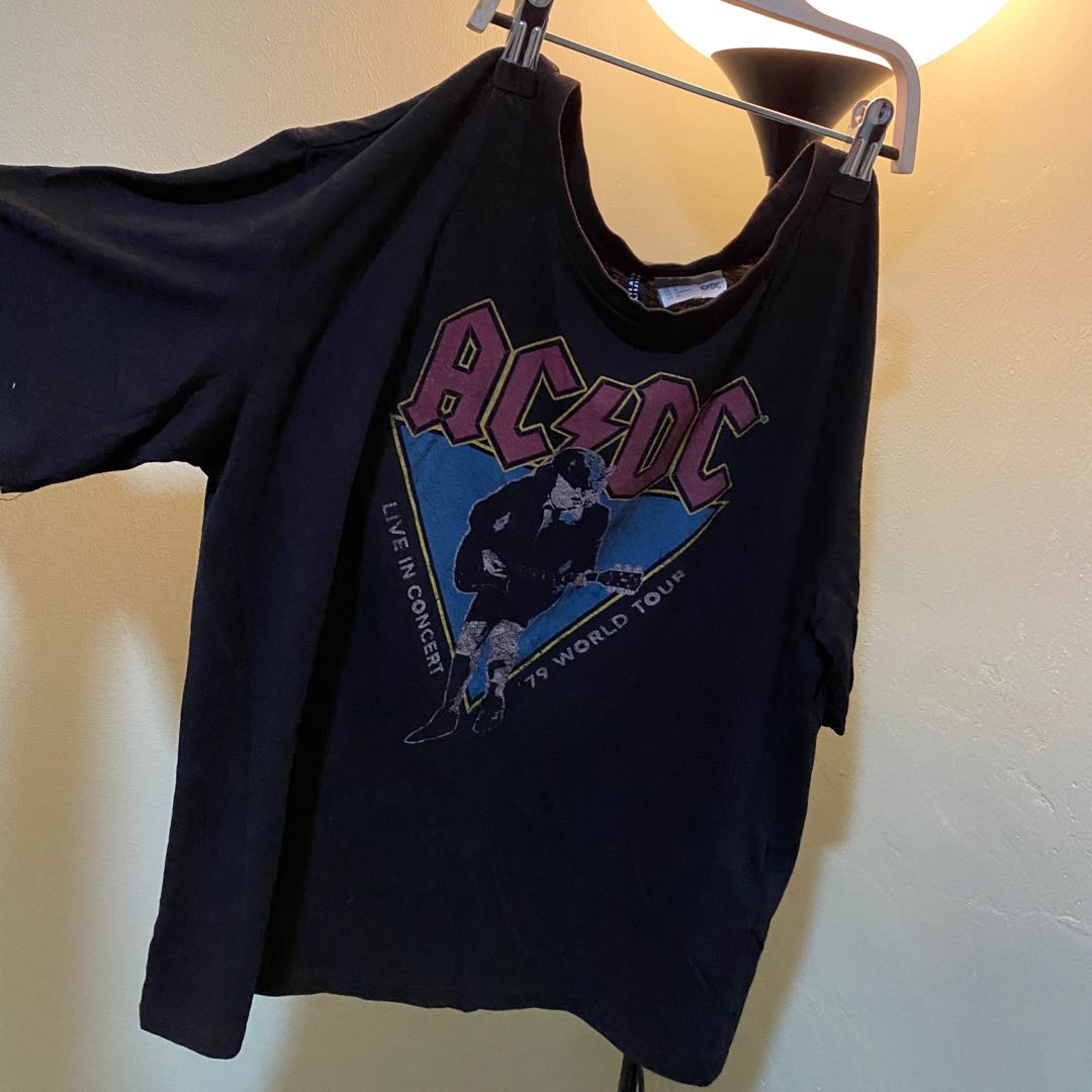 H M Acdc Printed Women S Fashion Clothes Tops On Carousell