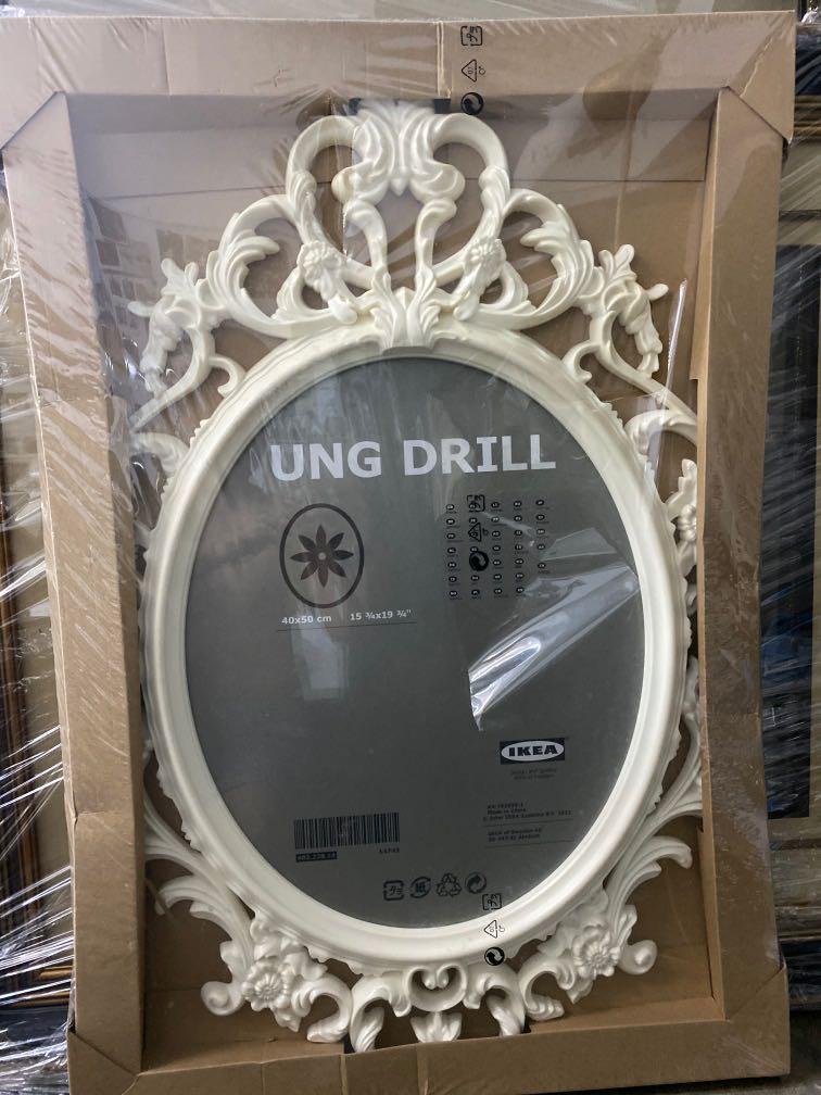 Ikea ung drill vintage white frame 復古白色畫框, 傢俬＆家居, 廚具和餐具, 餐桌布和紡織布品