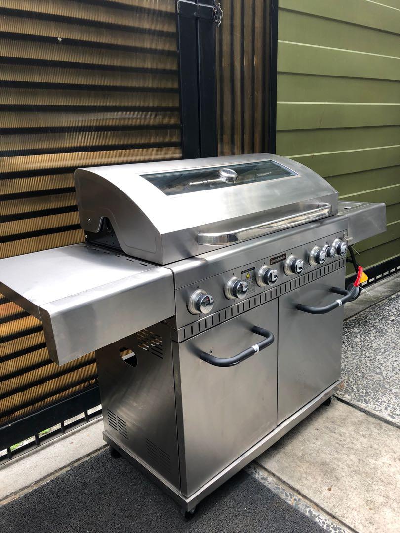 Imported Jumbuck 6 Burner Glass View Brushed Stainless Steel Hooded