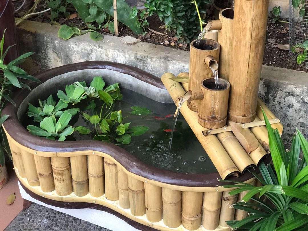 Kolam Ikan Portable Air Mancur Bambu