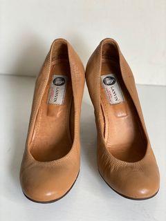 LANVIN NUDE BROWN ROUND TOE BALLERINA WEDGE PUMPS SHOES 36.5 - SALE