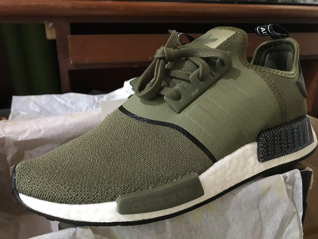 Adidas nmd r1 olive green mesh toe hotsell