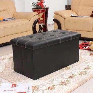 Leather bench chair with storage rectangular Stool Can be foot rest Sit Adult Sofa Stool Household Storage Chair Folding Storage Box Space Saving