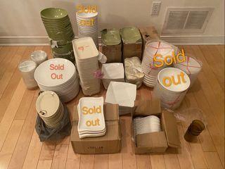 Lots of bowls/ plates/ spoons/ chopsticks / cups