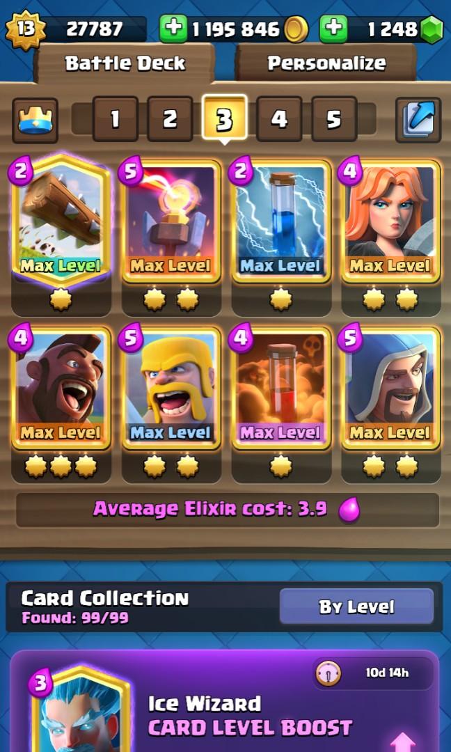 When you reach max level (lvl 13) in any card on Clash Royale can