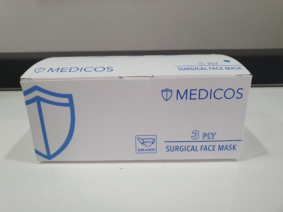 Medicos 3 Ply Surgical Mask 50pcs Per Box Health Beauty Face Skin Care On Carousell