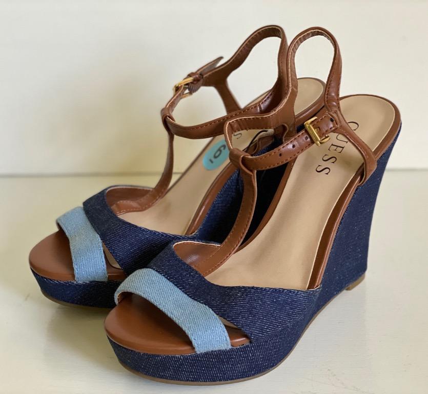 Guess on sale denim wedges