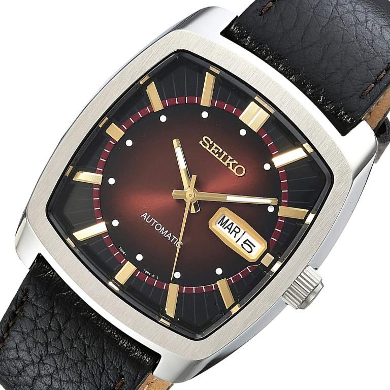 New Seiko Automatic Recraft Maroon Dial Leather Band Men's Watch SNKP25 w/  warranty, Mobile Phones & Gadgets, Wearables & Smart Watches on Carousell