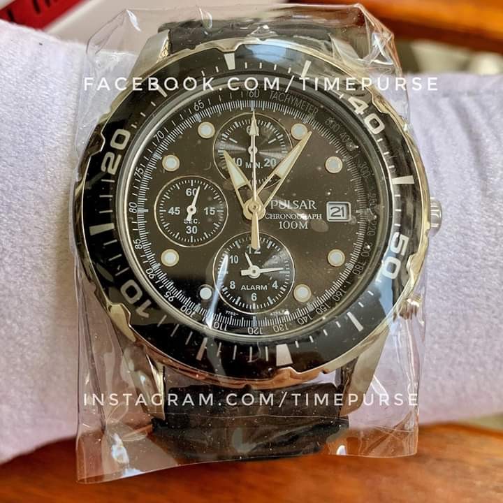 Orig Pulsar Men s PF3293 Stainless Steel Watch with Black Rubber