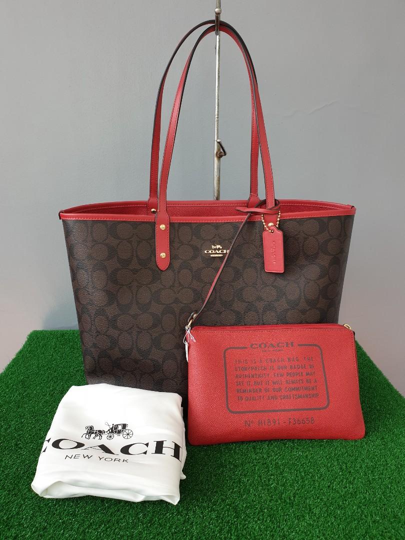 Coach reversible pvc city signature tote hot sale
