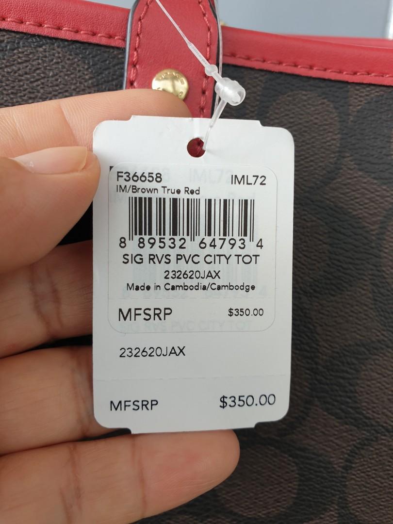 Coach sig rvs pvc city tote top
