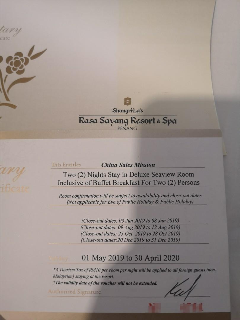 Penang Shangri La Hotel Sayang Entertainment Gift Cards Vouchers On Carousell