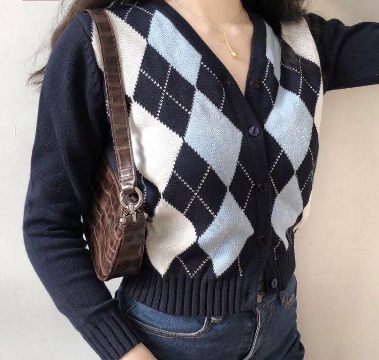argyle sweater cardigan
