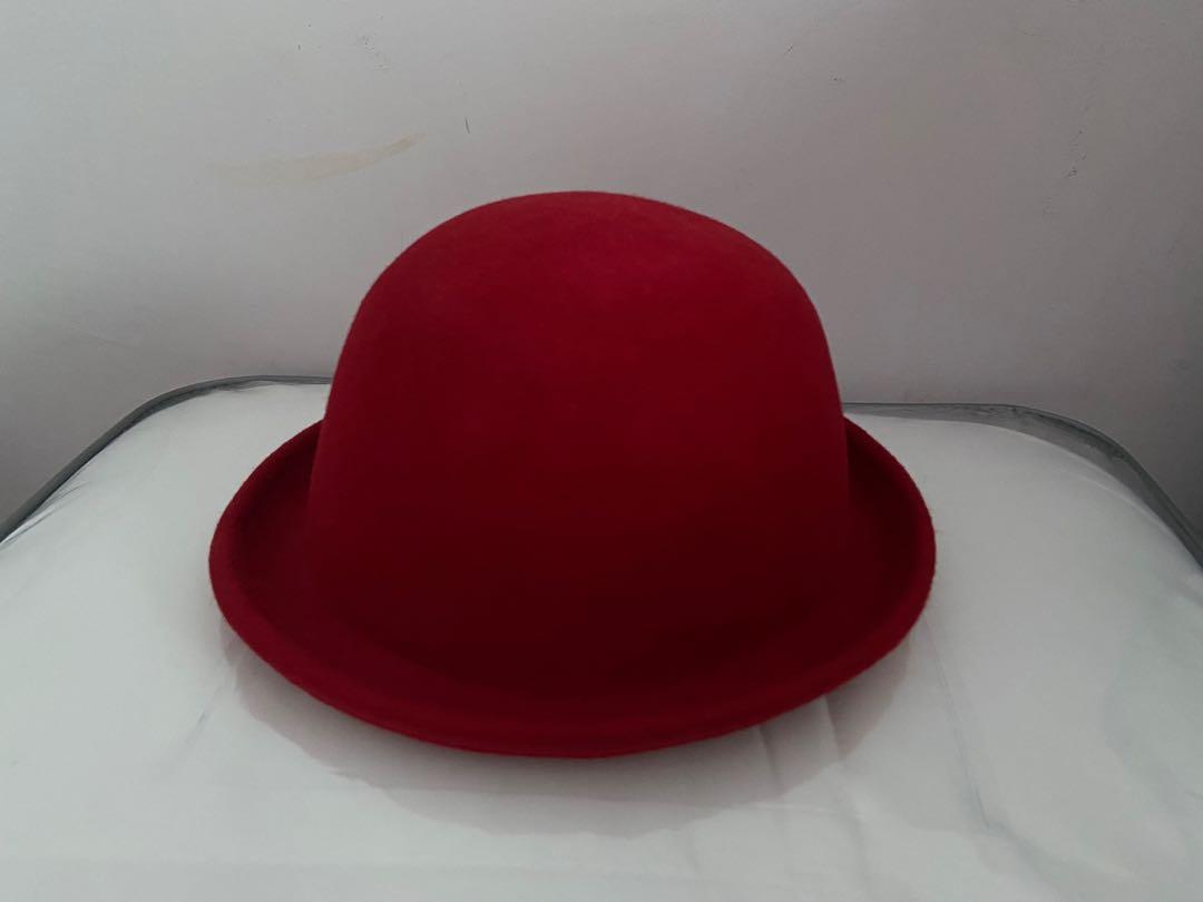 Womens red bowler hat Clearance