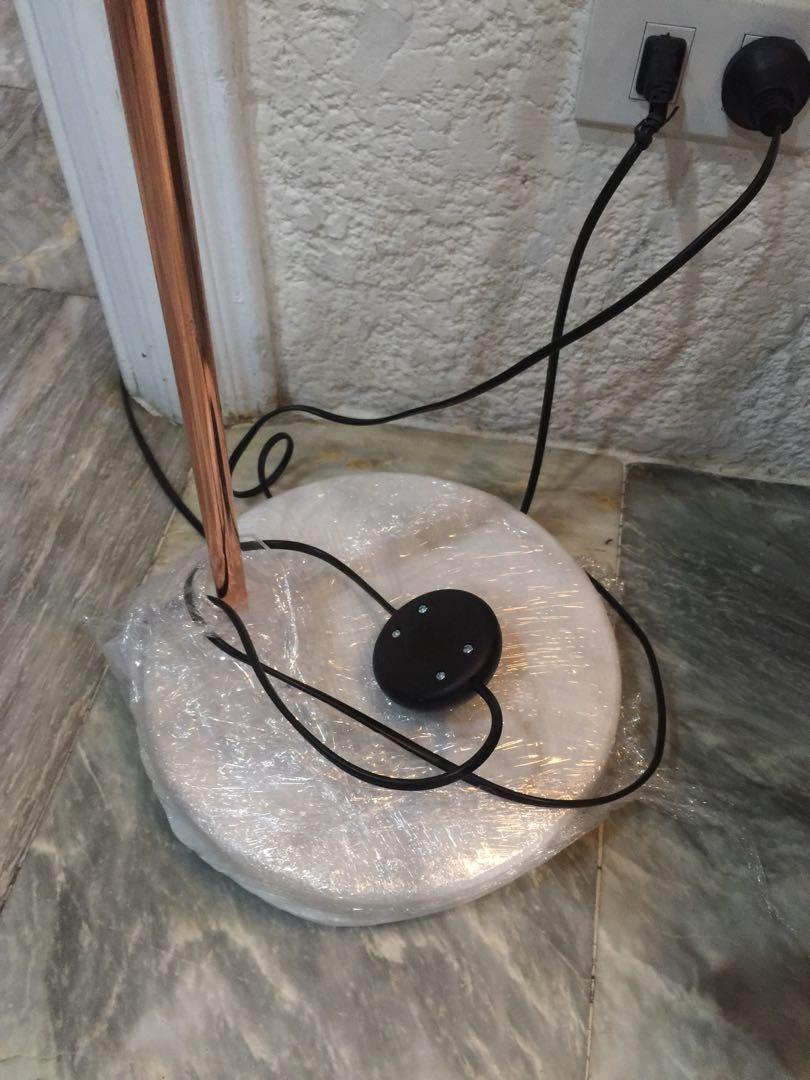 grey and rose gold floor lamp