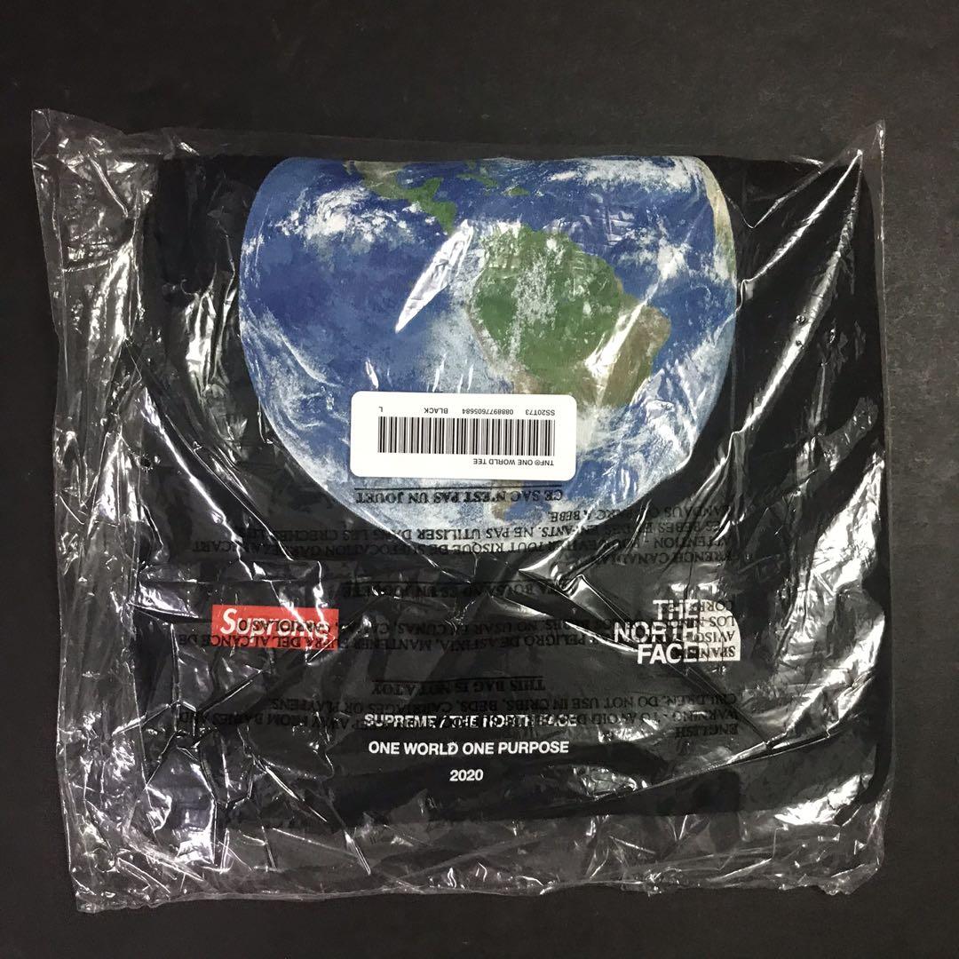 Size L Supreme SS20 The North Face One World Tee Black, Men's
