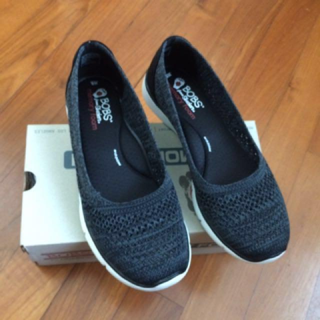 Skechers Bobs Black/Gray shoes, Women's 